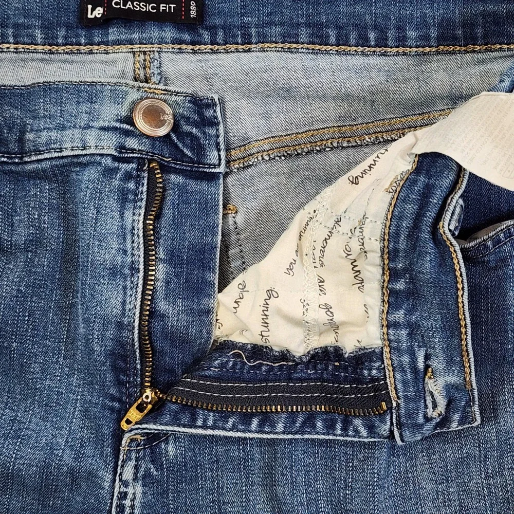 Lee Jeans Women 12 Long Blue Classic Fit Straight Leg Denim Stretch Casual